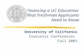 Financing a UC Education: What Freshman Applicants Need to Know