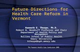 Future Directions for Health Care Reform in Vermont