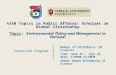 V450 Topics in Public Affairs: Scholars in Global Citizenship Topic :  Environmental Policy and Management in Vietnam