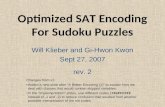 Optimized SAT Encoding For Sudoku Puzzles
