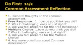Do First:  11/2   Common Assessment Reflection