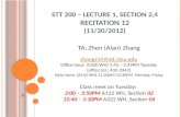 STT 200 – Lecture 1, section 2,4 Recitation  12 ( 11/20/2012 )