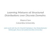 Learning Mixtures of Structured Distributions over Discrete Domains 