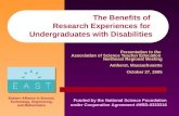 The Benefits of  Research Experiences for  Undergraduates with Disabilities