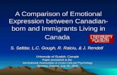 A Comparison of Emotional Expression between Canadian-born and Immigrants Living in Canada