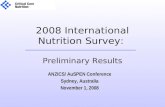 2008 International Nutrition Survey:  Preliminary Results