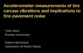 Accelerometer measurements of tire carcass vibrations and implications to tire-pavement noise