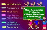 Mrs. Alexander 6 th  Grade Village Meadows Elementary