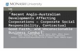 ‘ Recent Anglo-Australian Developments Affecting Corporations – Corporate Social Responsibility, Contractual Good Faith, and Unconscionable Business Conduct’