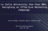 La  Salle University One-Year MBA :  Designing an Effective  Marketing Campaign