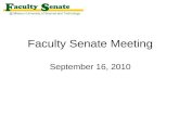 Faculty Senate Meeting September  16, 2010