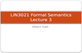 LIN3021 Formal Semantics Lecture  3