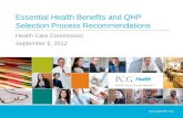 Essential Health Benefits and QHP Selection Process Recommendations
