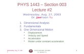 PHYS 1443 – Section 003 Lecture #2