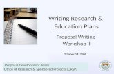 Writing Research &  Education Plans Proposal Writing  Workshop II