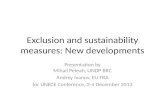 Exclusion and sustainability measures: New developments
