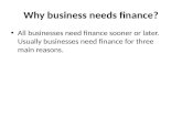 Why business needs finance?