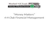 “Money Matters” 4-H Club Financial Management