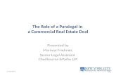 The Role of a Paralegal in  a Commercial  Real Estate Deal