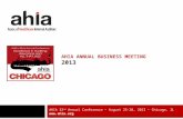 AHIA Annual Business  MEeting 2013