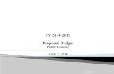 FY 2014-2015  Proposed Budget Public Hearing April 15, 2014