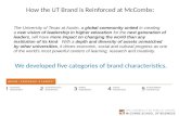 How the UT Brand is Reinforced at McCombs:  We developed five categories of brand characteristics.