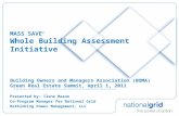 MASS SAVE ® Whole Building Assessment Initiative Building Owners  and  Managers Association (BOMA) Green Real Estate Summit, April 1, 2011