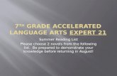 7 th  Grade Accelerated Language Arts  Expert 21