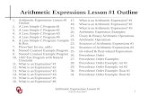 Arithmetic Expressions Lesson #1 Outline