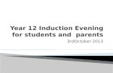 Year 12 Induction Evening for students and  parents
