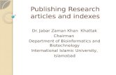 Publishing Research articles and indexes