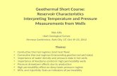 Geothermal Short Course: Reservoir Characteristics Interpreting Temperature and Pressure Measurements from Wells
