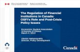 The Regulation of Financial Institutions in Canada:  OSFI’s Role and Post-Crisis Policy Issues