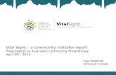 Vital Signs – a community indicator report  Presentation to Australian  Community Philanthropy April  30 th , 2014