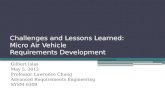 Challenges and Lessons Learned: Micro Air Vehicle Requirements Development