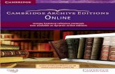 Cambridge Archive Editions Online 2014