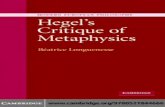 Hegel`s Critique of Metaphysics - Beatrice Longuenesse