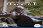 Washburn University School of Law Honor Roll - Fiscal Year 2014