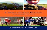 2014 Christchurch School Annual List of Donors