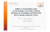 Simple Shearing and Ploughing Cutting Force Model In Turning Operation with Nose Radius Tool