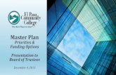 Master Plan Presentation to BOT Priorities & Funding Options