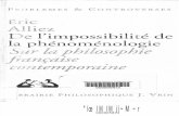 Eric Alliez-De l'Impossibilite de La Phenomenologie_ Sur La Philosophie Francaise Contemporaine (Problems Et Controverses)-J. Vrin (1995)