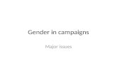 Gender in campaigns Major issues. The roles of gender Gender influences the decision to run for office Gender affects the portrayal of candidates – By.