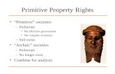 Primitive Property Rights “Primitive” societies –Preliterate No effective government No complex economy –Still exists “Archaic” societies –Preliterate.