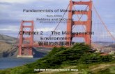 2–1 Chapter 2 ： The Management Environment 管理的外部環境 Fall 2009 Revised by Grace F. Wang Fundamentals of Management Sixth Edition Robbins and DeCenzo With.