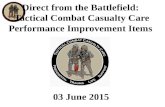 03 June 2015 Direct from the Battlefield: Tactical Combat Casualty Care Performance Improvement Items.