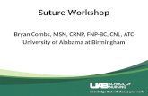 Suture Workshop Bryan Combs, MSN, CRNP, FNP-BC, CNL, ATC University of Alabama at Birmingham.