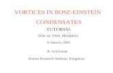 VORTICES IN BOSE-EINSTEIN CONDENSATES TUTORIAL R. Srinivasan IVW 10, TIFR, MUMBAI 8 January 2005 Raman Research Institute, Bangalore.