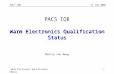 PACS IQR13 Jan 2005 Warm Electronics Qualification Status1 Martin von Berg PACS IQR.
