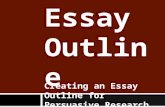 You create an outline (usually in your head) when you are planning your essay.  For major essays, you must construct formal outlines, which include: